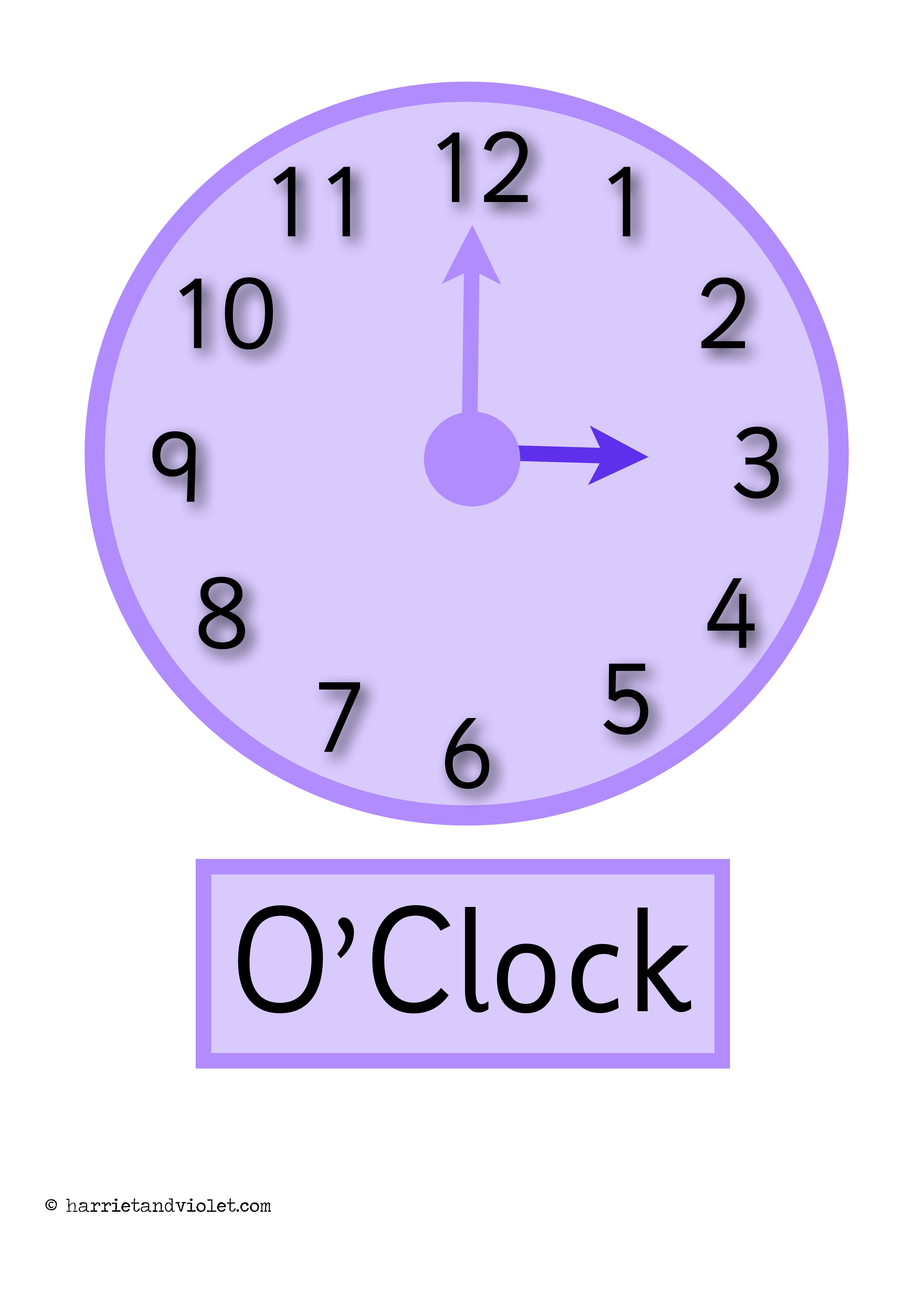 Clock Posters O'clock, Half Past Display or Flashcards Printable